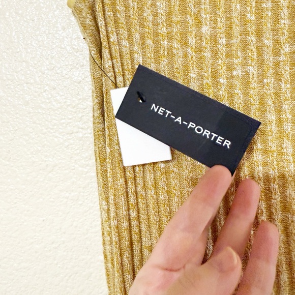 NWT 16Arlington Nasu Leather-trimmed Ribbed-knit Maxi Skirt Pastel yellow $580 - Picture 10 of 16